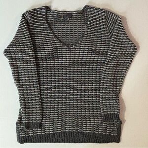 Jeans by Buffalo Open Knit Sweater Black White‎ Silver Metallic Size Large